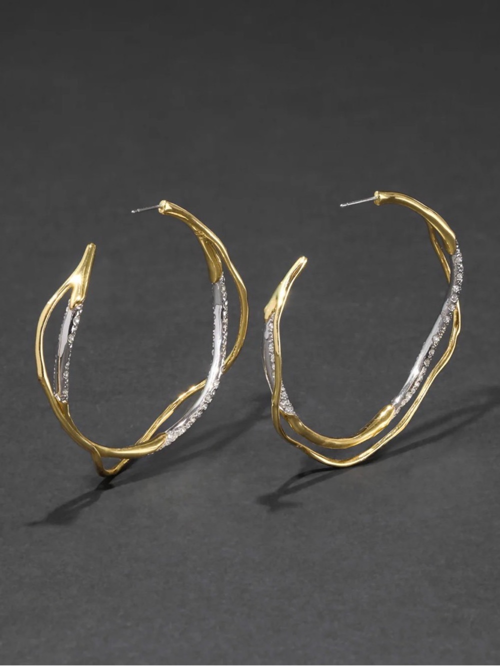 NEW Alexis Bittar Solanales Crystal Intertwined Hoop Earrings Gold C Z AU20 - Picture 6 of 6